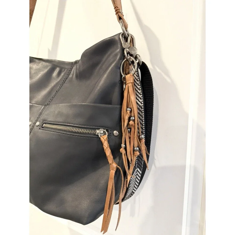 The Sak Ashland Black Leather Bucket Bag Crossbody Hobo